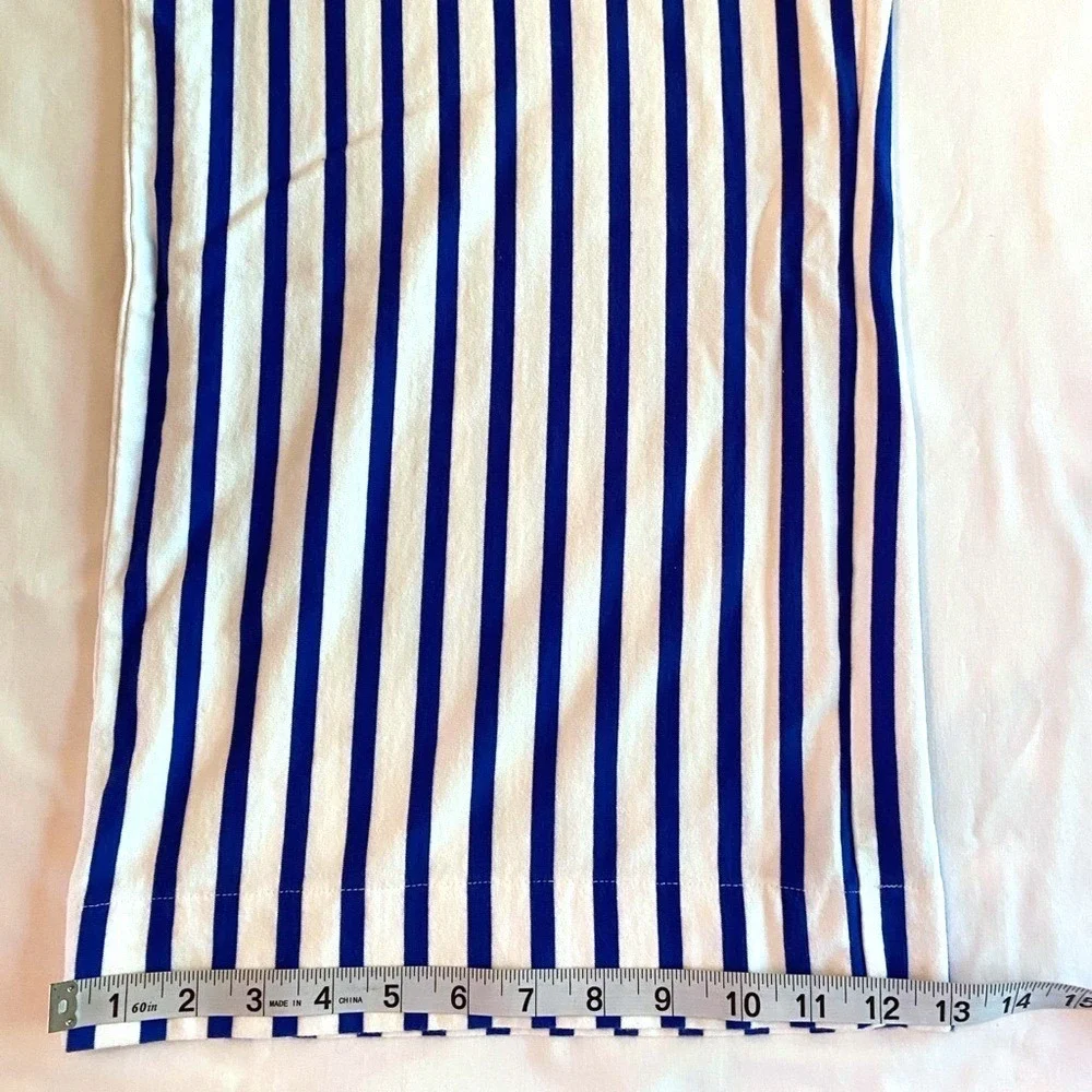 J.CREW Royal Blue/White Striped V-Neck Wide-Leg‎ V-Neck Cropped Jumpsuit SZ 6